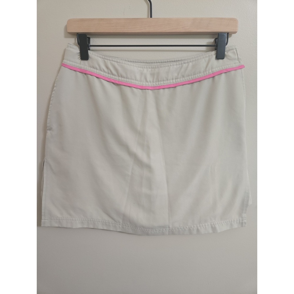 Vintage Lilly Pulitzer White Label Skort Women's Khaki Pink Trim Preppy Size 4